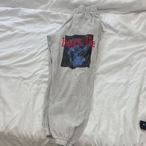 Boys Lie Light Gray Thermal Joggers with Graphic